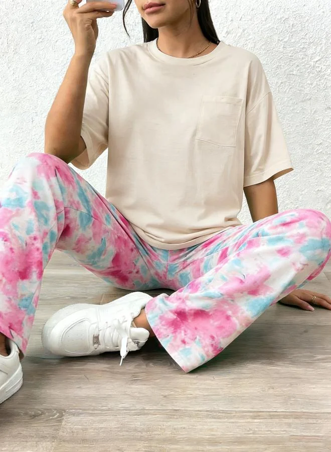 Take Two Multi Women Solid T-Shirt and Printed Pyjama Set for Women | Best Price UAE
